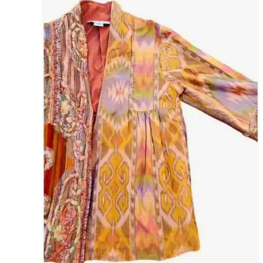 Anii by Natural Silk Wool Patchwork Jacket M Boho Luxe Vintage Art to Wear - Picture 8 of 12